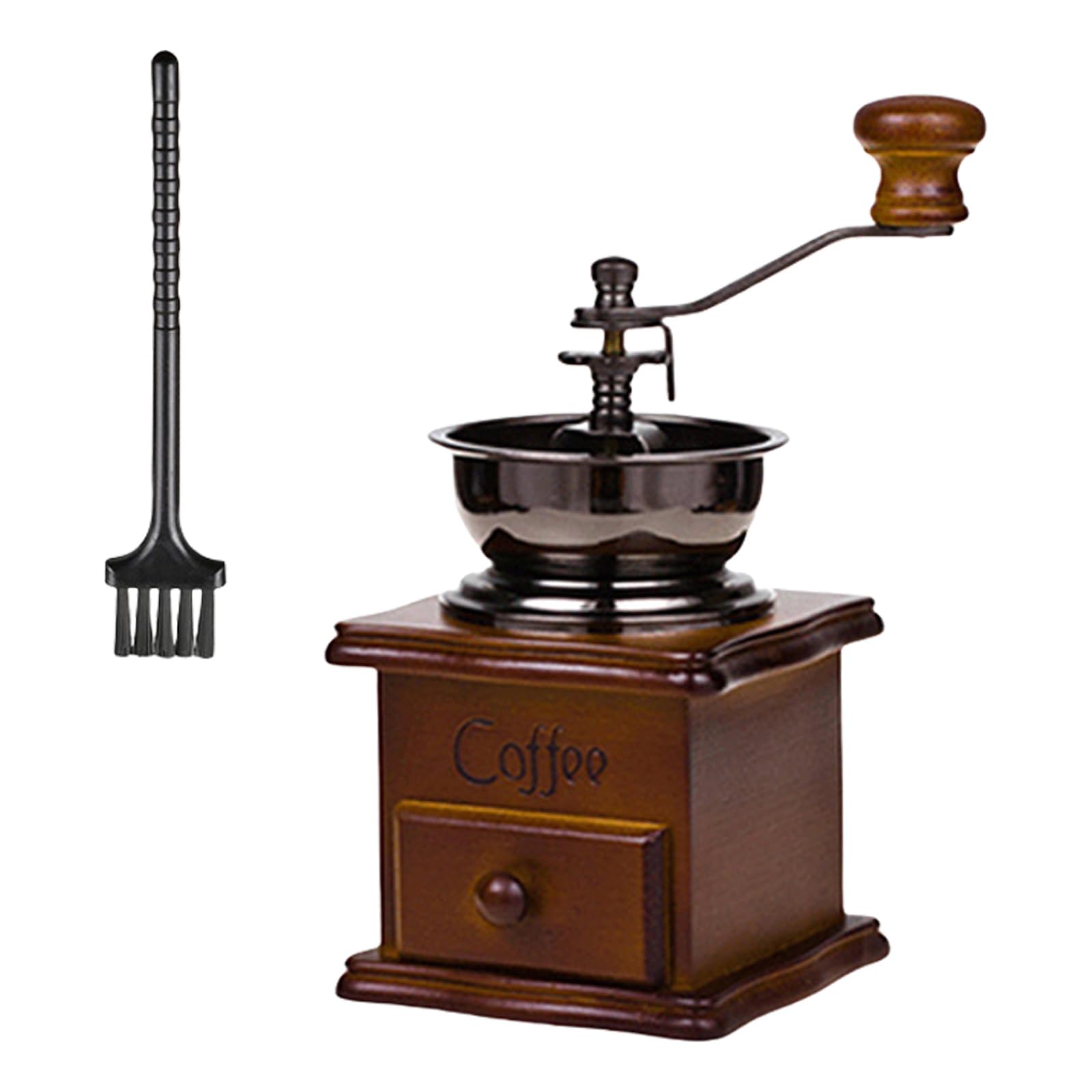 Qusinfc Retro Styles Manual Coffee Grinder with Built in Cleaning Brush Adjustable Coarseness for Press Espressos Hand Coffee Grinder Retro Design