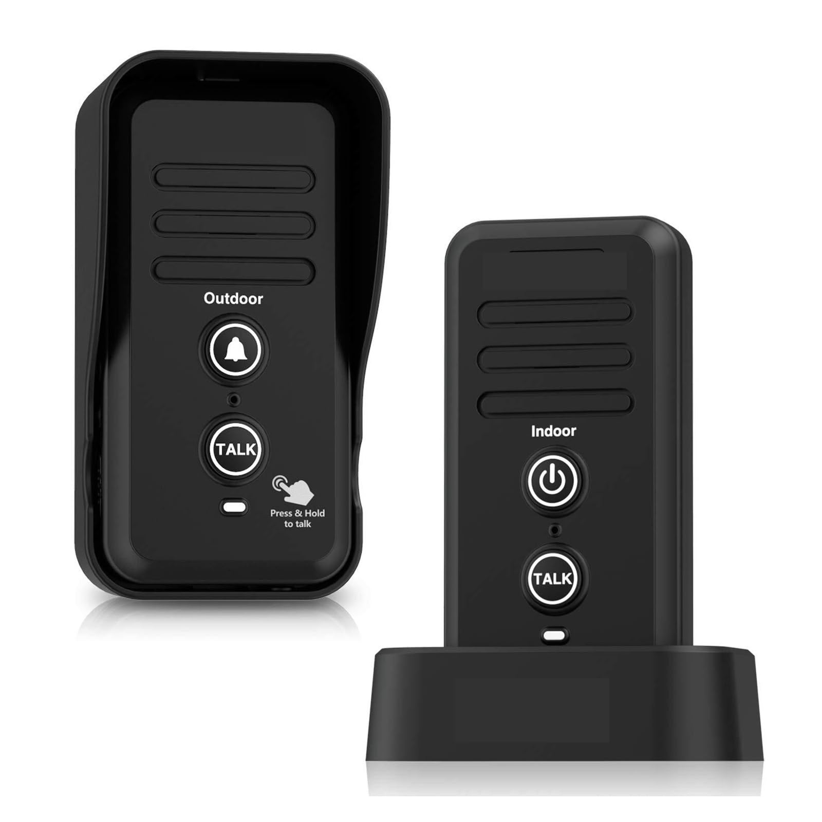 Intercomunicador inalámbrico para el hogar Timbres inalámbricos de 0,5 millas de alcance, de intercomunicación, ajuste de volumen, receptor de timbre recargable, tapa impermeable(Black 1T1)