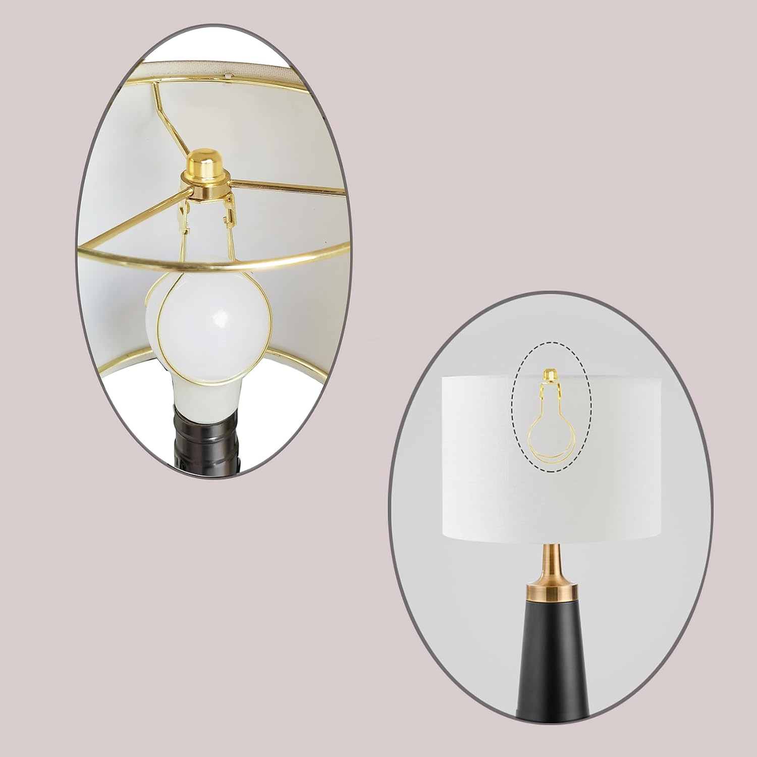 GY & CK® Clip on Lampshade Adapter Light Bulb Clip Adapter, Clip On Light Bulb Adapter with Finial Set DIY Lighting Accessories Brass (2 PACK)