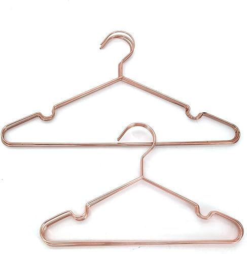 Miniatura 6 de Paquete de 60 perchas de 13 pulgadas para niños, color oro cobre rosa, con alambre de metal brillante, para almacenamiento y exhibición de camisas,