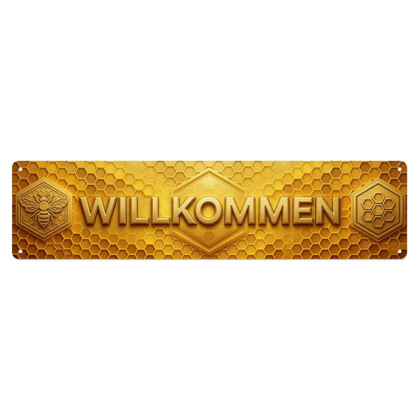 Honeycomb Hexagon Geometric Modern Welcome Metal Tin Sign
