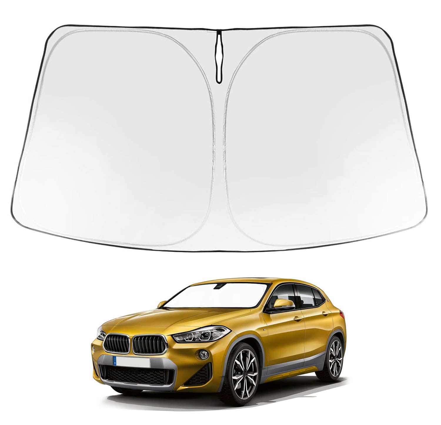 Proadsy 2025 Upgrade Windshield Sun Shade Custom Fit 2018-2023 BMW X2 F39 Foldable Front Sunshade Protector Sun Visor Blocks UV Rays Keep Car Cooler
