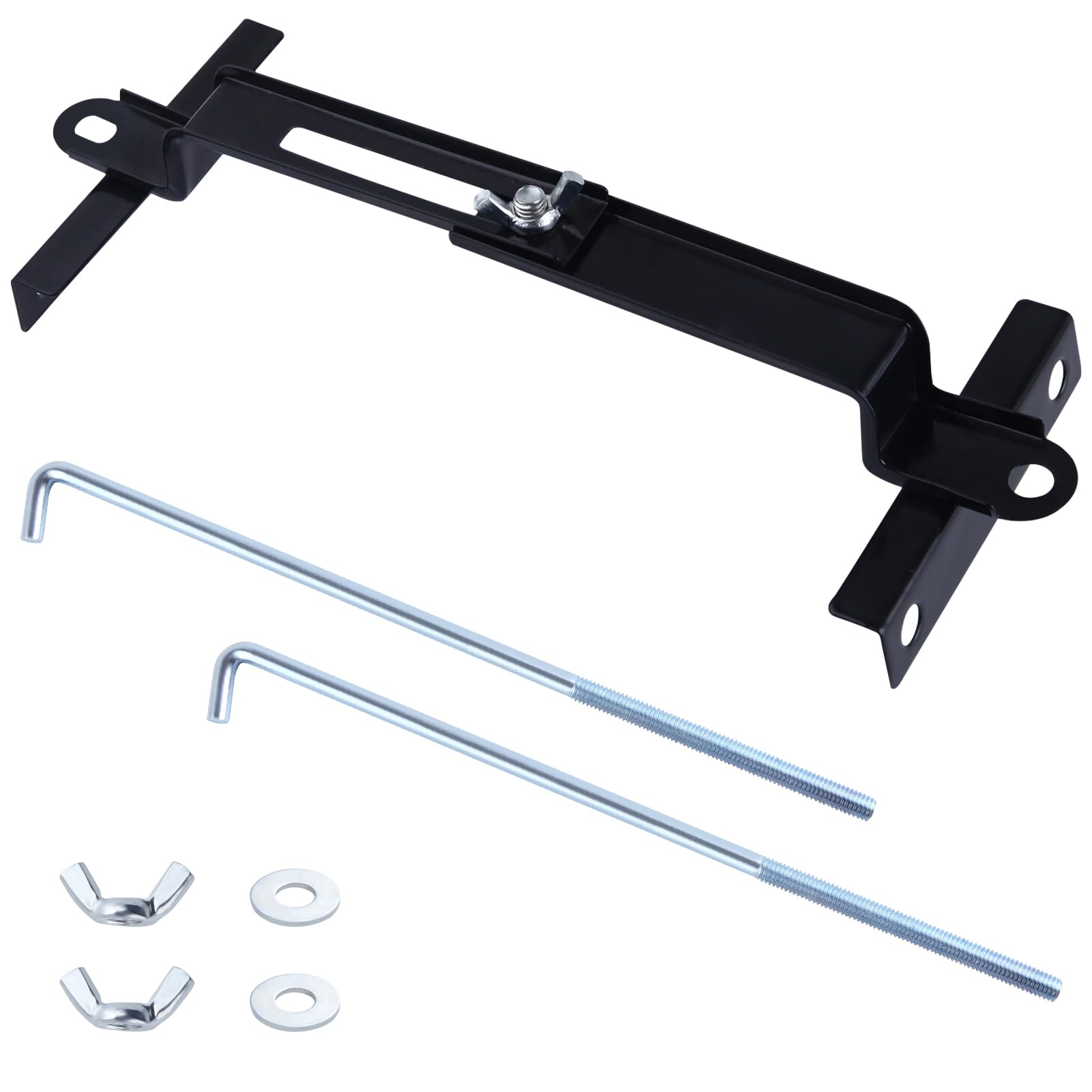 LEONTOOL バッテリーステー H型タイプ スライド式 幅調整可能 バッテリーフレーム Jボルト付き バッテリー固定ホルダー バッテリーホールドダウンブラケットキット カーバッテリーホールドダウンキット 取り付けが簡単 ユニバーサル 自動車用バッテリー固定アクセサリー 車 SUV RV用