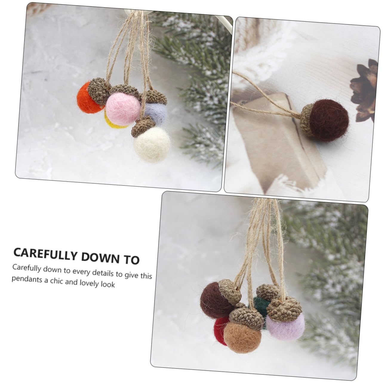 3 Set Di Decorazioni Natalizie in Feltro Di Lana Pigne Pendenti Decorazioni Festive 12 Pezzi * 3 Casuali