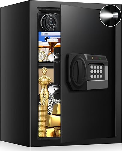 Caja fuerte grande de 3.2 pies cúbicos para uso doméstico, a prueba de fuego y agua, caja de seguridad digital antirrobo con teclado programable y