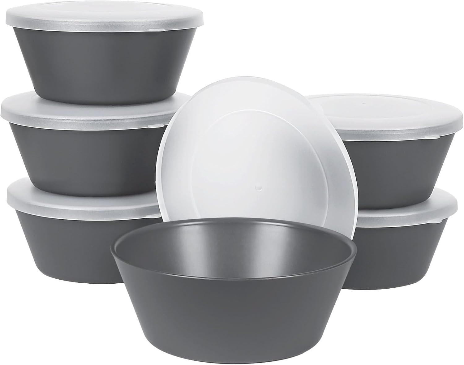 Greentainer Cereal Bowls Set with Lid, 6 Large Plastic Dessert Bowls