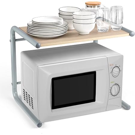 Estante Para Microondas De Encimera Ajustable - Con Estantería De Almacenamiento, Organizador De Cocina Moderno