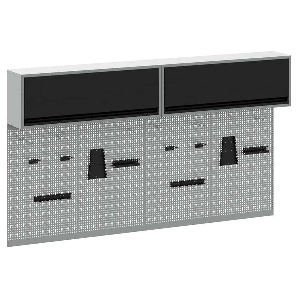 Armoire à outils lot de 6 avec paroi perforée noire en acier