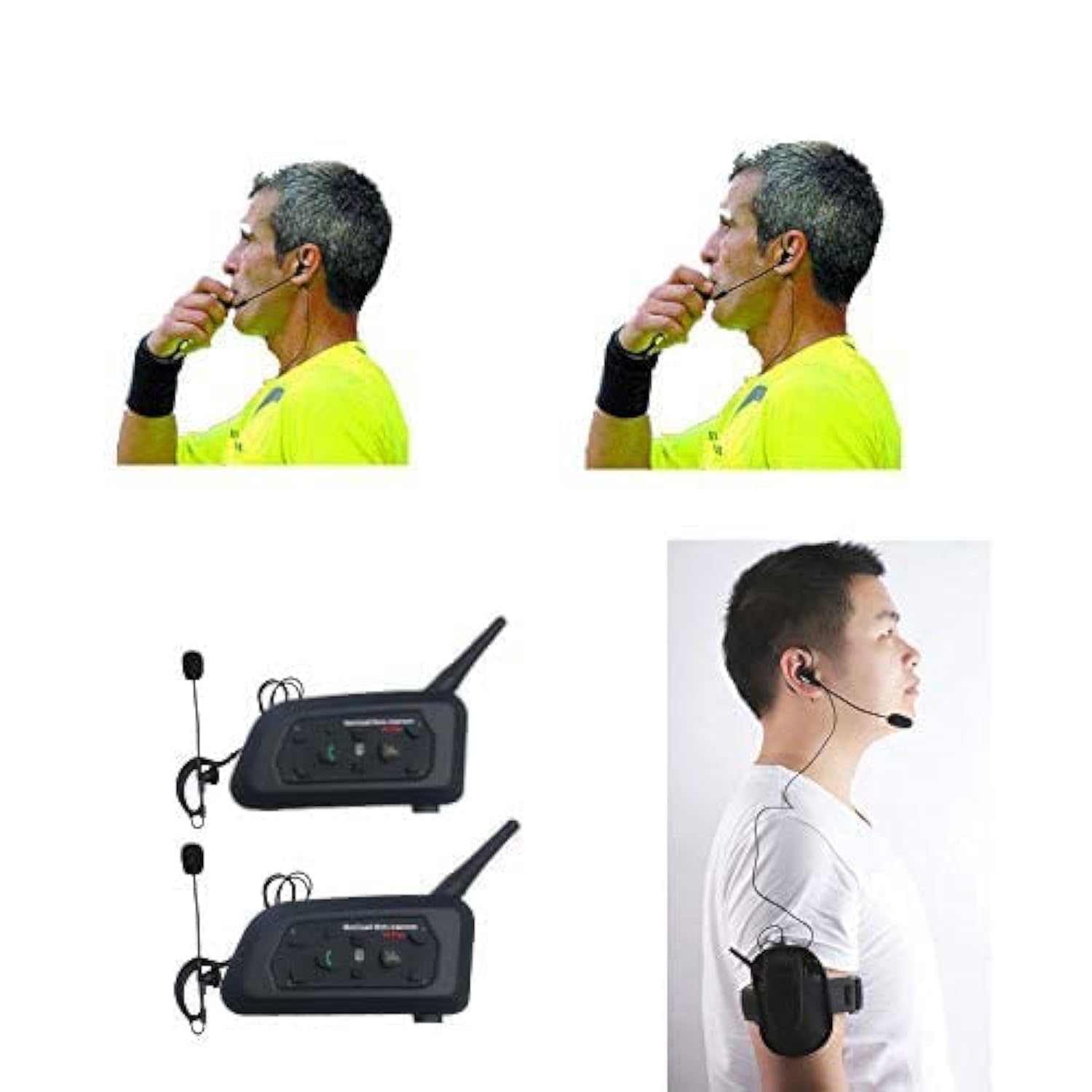Árbitro Auriculares 2 Árbitros Full Duplex Fútbol Auriculares inalámbricos Auriculares inalámbricos de fútbol Auriculares Fútbol Árbitro Comunicación ...