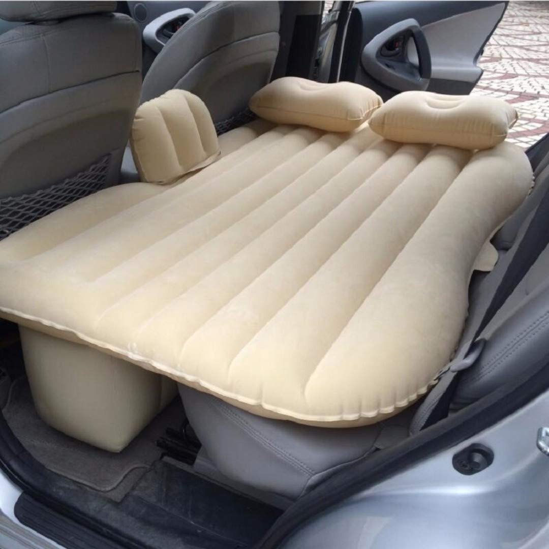 Oshotto Multifunctional Car Travel Bed Mattress with Two Air Pillows, Car Air Pump Compatible with Mahindra XUV 300 (Beige)-image-17