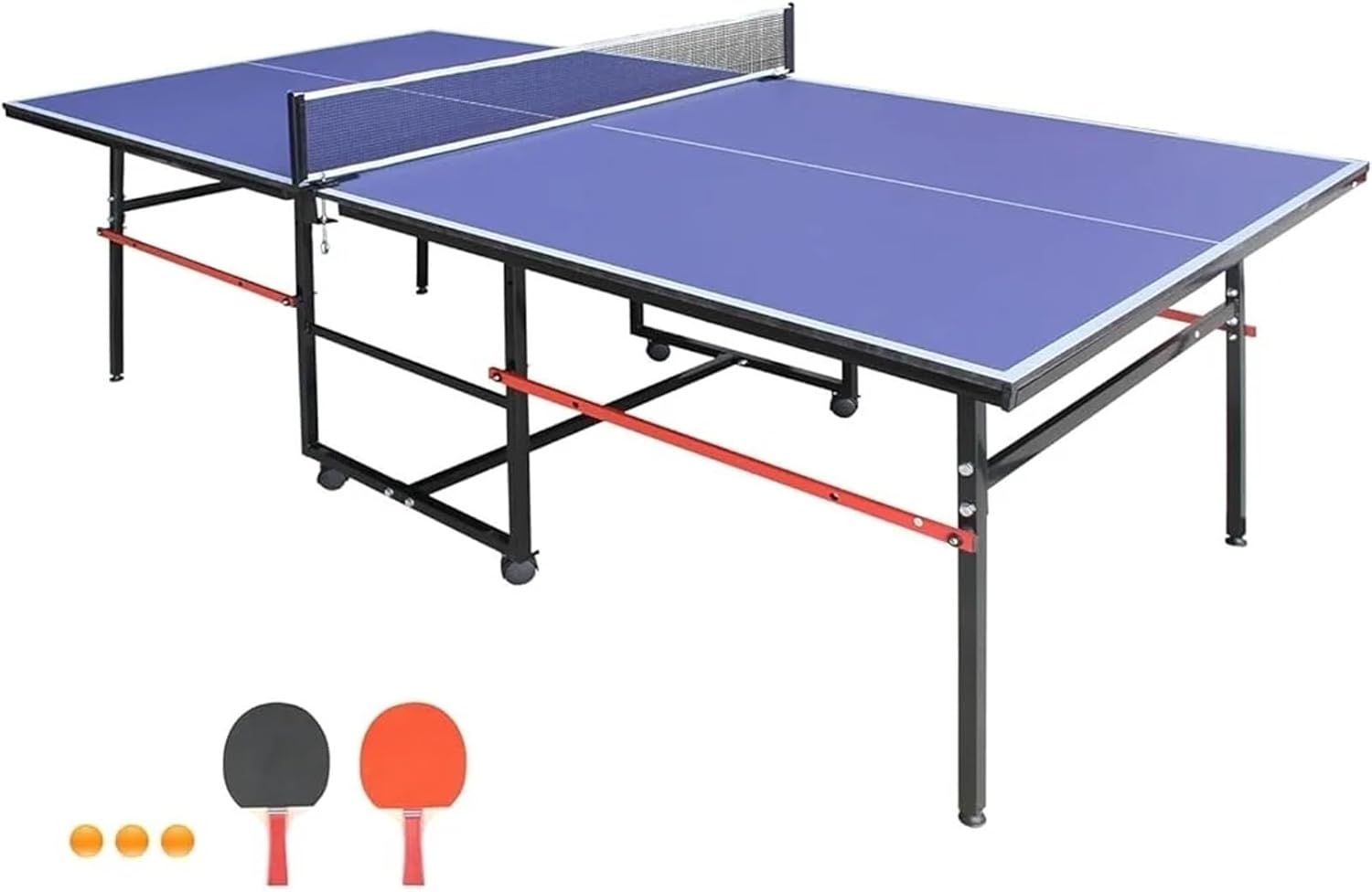 Table Tennis Table Foldable Portable Table Tennis Indoor Outdoor Set with Net 2 Paddles 3 Balls Easy Storage Instant Setup Heavy Duty Frame