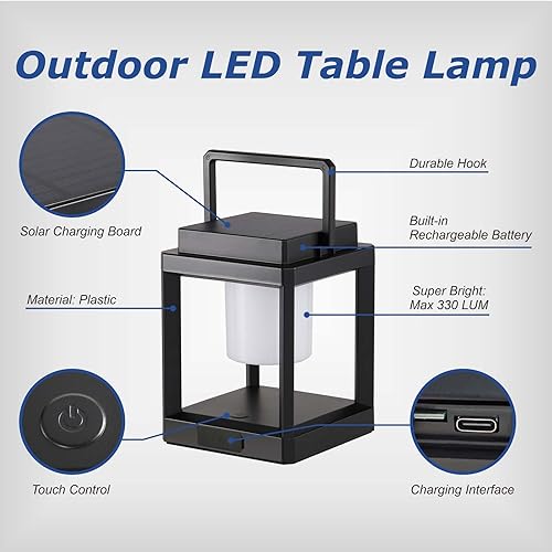 Miniatura 5 de Lámpara de mesa solar para exteriores luces LED colgantes portátiles - Luces decorativas impermeables para acampar en el patio