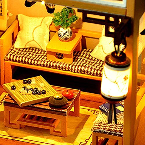 SEESEE.U DIY Miniatur Puppenhaus Holzmöbel Kit handmontierte Puppenhaus Haus mit LED-Leuchten Haus Romantisches… – Bild 5