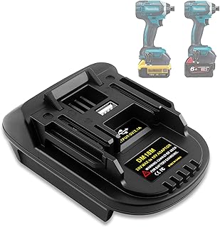 DM18M Converter for Dewalt & for Milwaukee to Makita Battery Adapter, Fit for Dewalt 18v-20v & for Milwaukee 18v M18 Lithium Batteries, Work for Makita 18v Cordless Power Tools