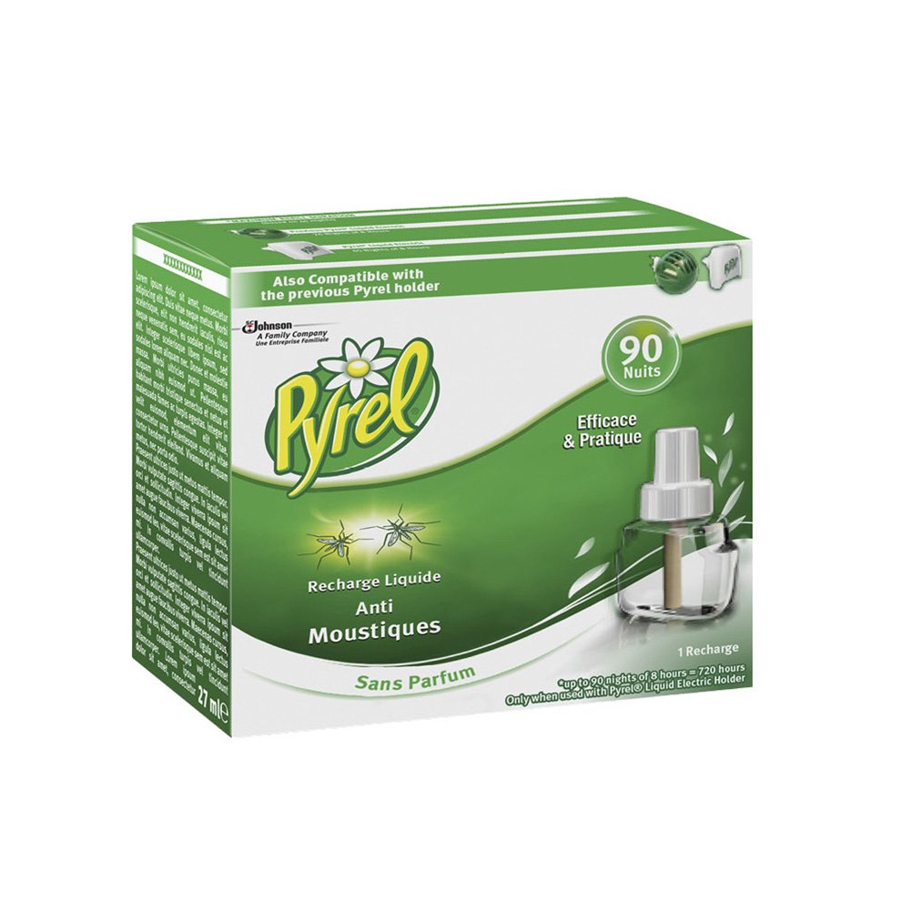 Pyrel Recharge pour Diffuseur Électrique Liquide, Anti-Moustiques, 90 Nuits, Insecticide