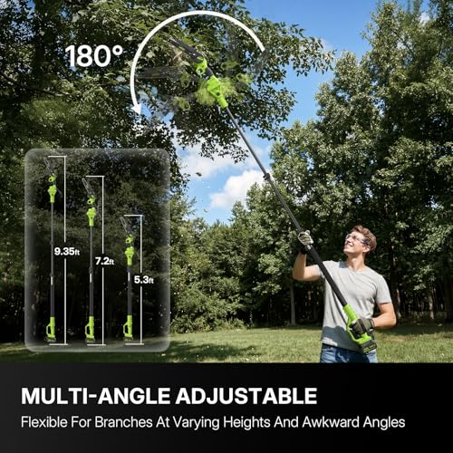 Image of WORKIT 2-In-1 Electric Pole Saws for Tree Trimming, 6 Inch Mini Chainsaw Cordless with 2x4.0Ah Batteries, 14Ft Tree Trimmer Pole Saw, Electric Chainsaw with Auto Oiler, Tool-Free Tension