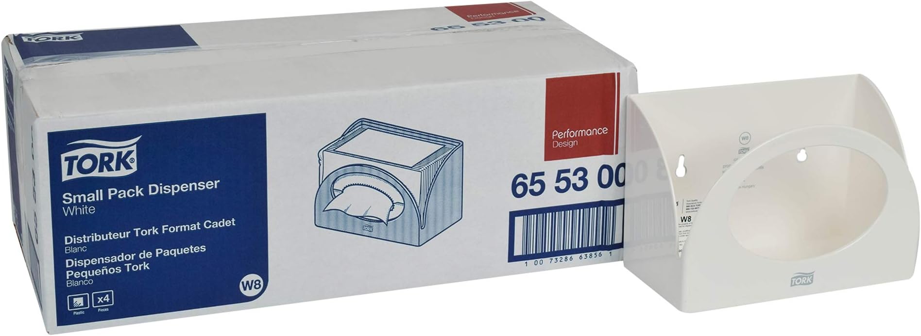 Tork Small Pack Food Service Towel Dispenser Bracket White W8, Space Saving, Performance Range, 655300