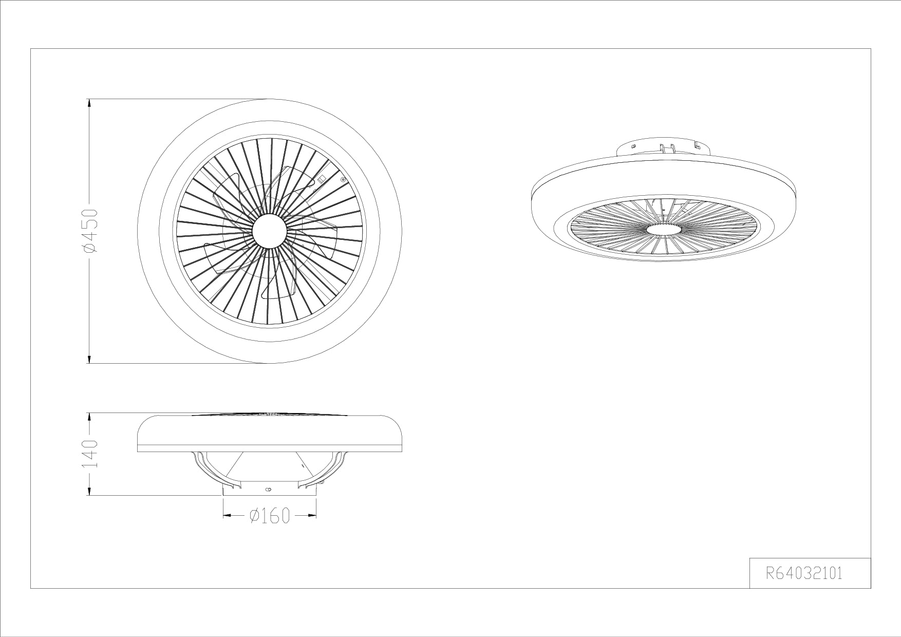 Reality Leuchten Ventilatore MORA R64032101, bianco, 10W, 2700K - 6500K, 1400 lm, dimmerabile