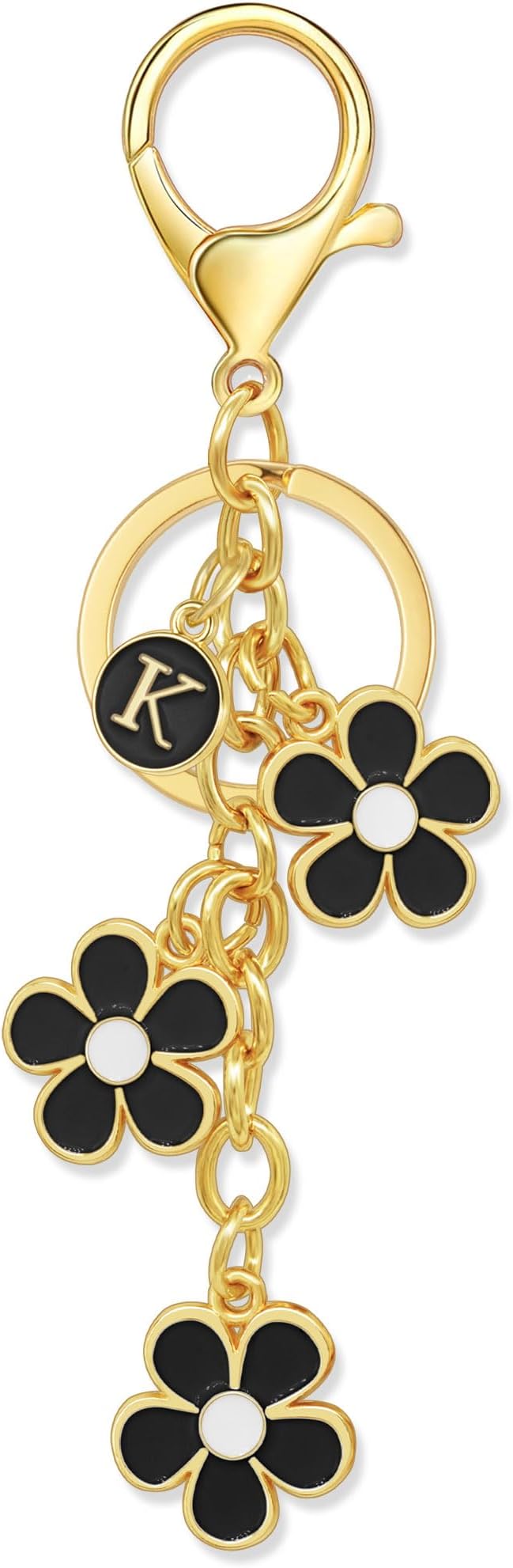 Double-sided Initial Letter Cute Flower Keychain for Women Cute Flower Charms Bag Charms for Handbag Backpack