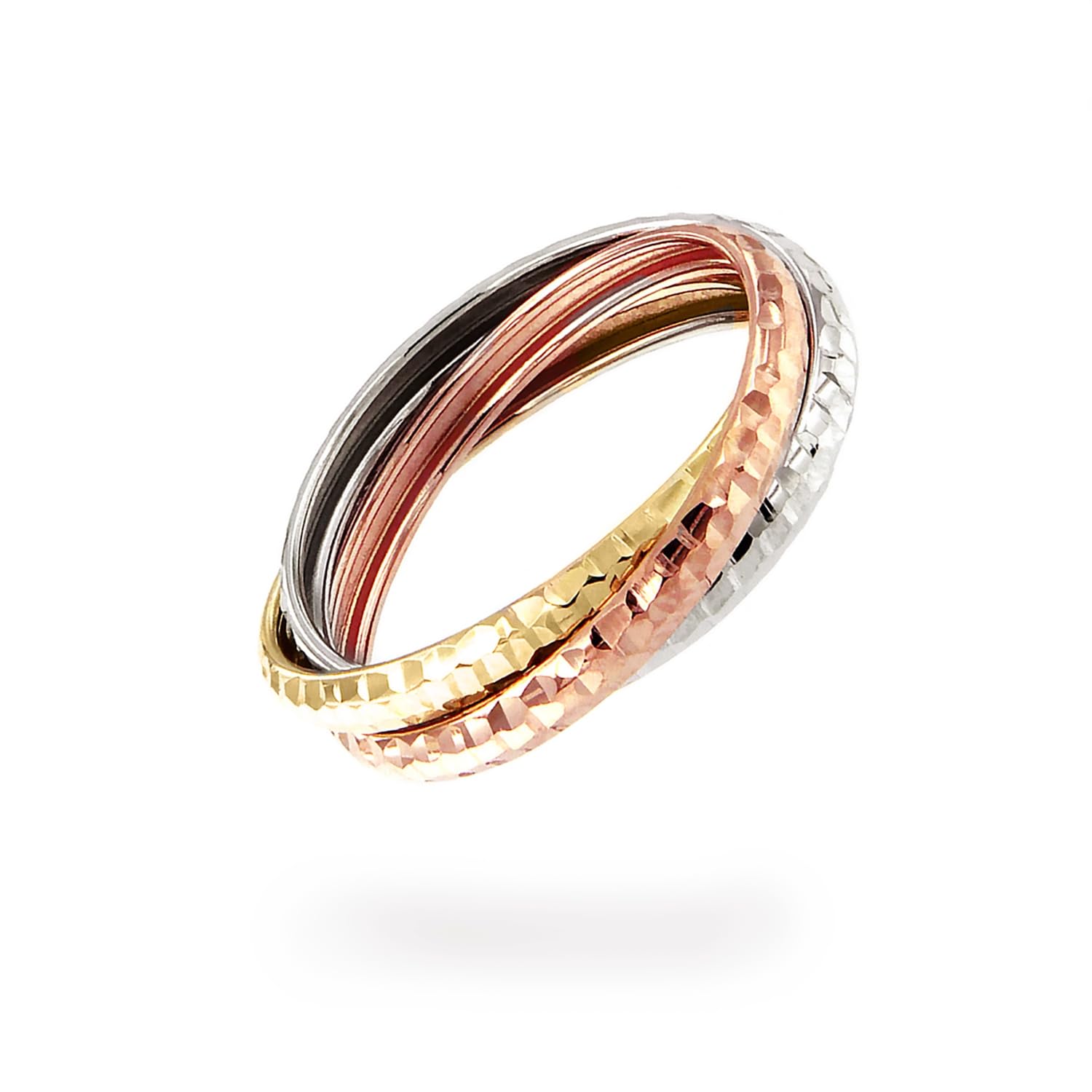 forme di Lucchetta - Anello Tre Ori Intrecciati Oro Bianco Rosa Giallo 14k | Effetto Diamantato, misure da 10 a 22, Anelli d'Oro per Donna, Gioiello Made in Italy 12