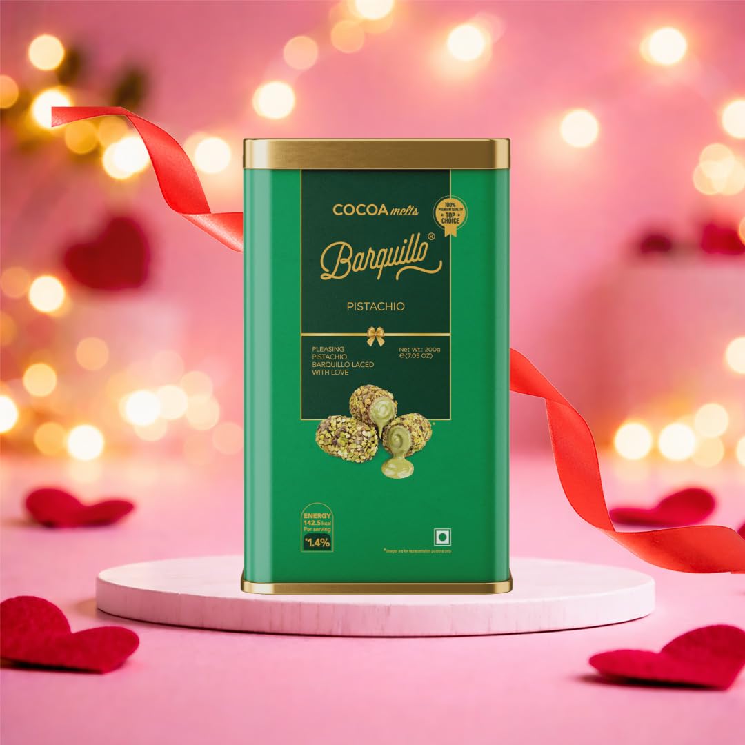 Premium Pistachio Coated Chocolate - 10 Pcs (200 gm) Tin | Pista Cream Filled Biscuit Roll imported | Dubai couverture taste | Valentine's Day Gift Pack Celebration specially for Festivals