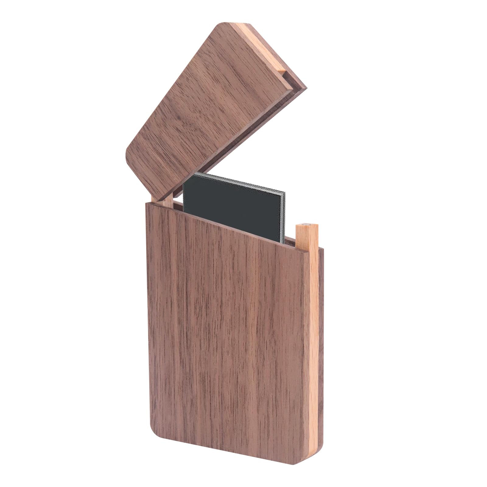 Yuhtech Wooden Business Card Holders, Portable Wooden Business Card Case, Magnetic Business Card Holder, Unisex Portable Travel Kit for Business Trips