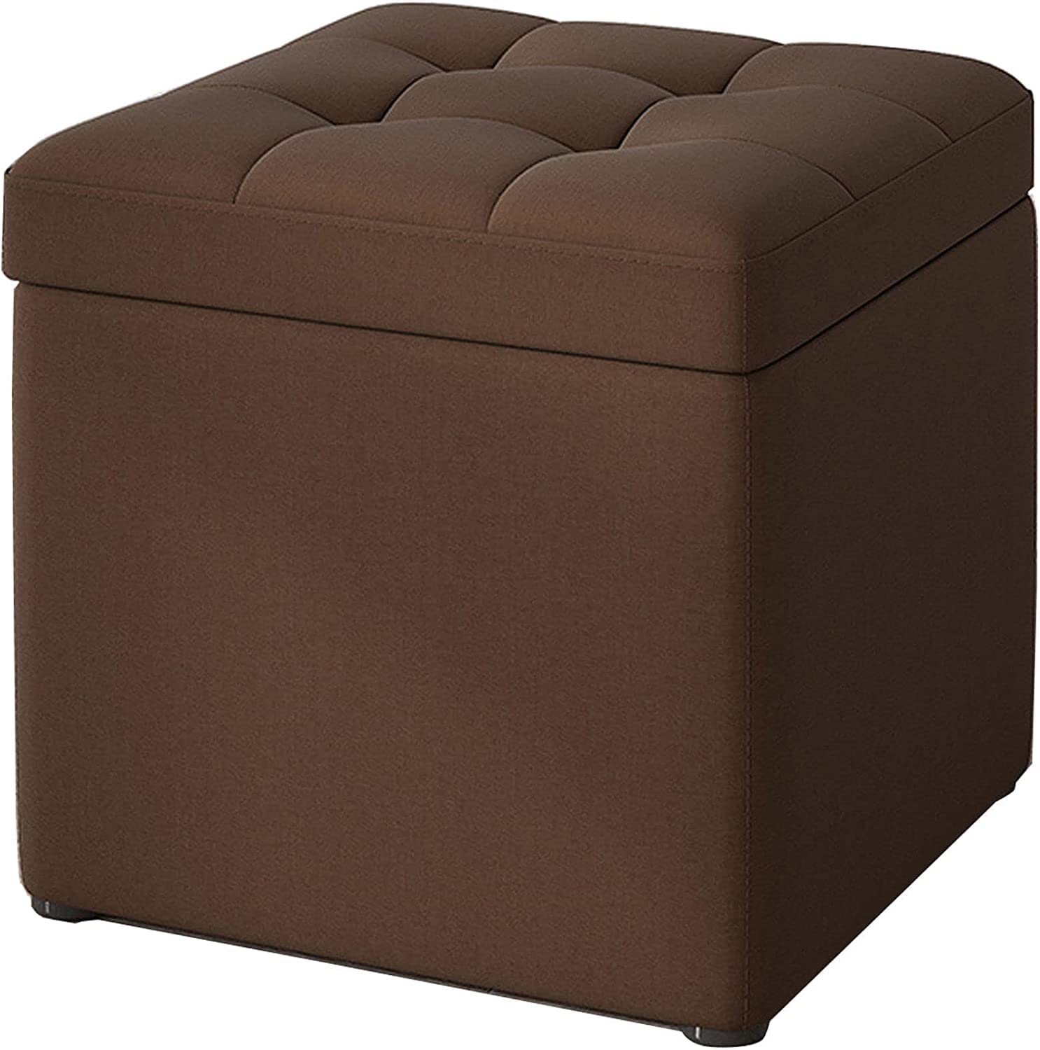 Pouf de rangement cube en cuir blanc 30x30x35 cm avec couvercle à clapet