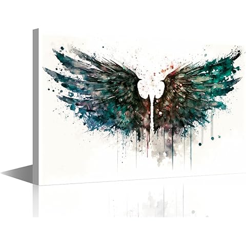 TUMOVO Modern Wall Decor 1 Panels Grunge Style Bird Or Angel Wings Pictures Print on Canvas for Home Wall Decorations, Paint and Ink Splatters and Drips Artwork Gallery-Wrapped, 24