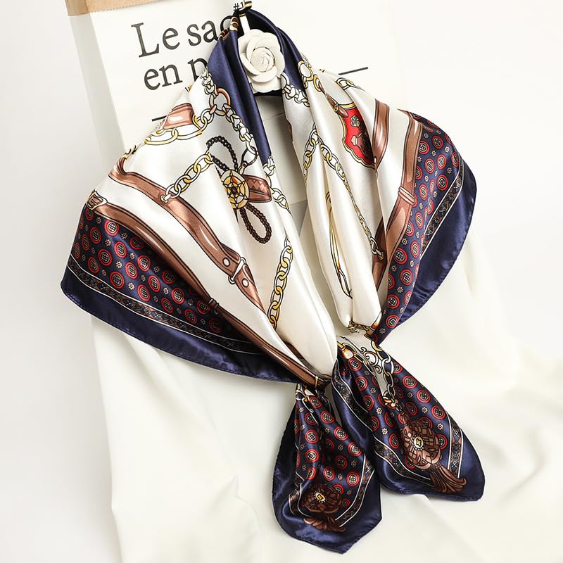 35 inch Head Scarf for Women Fashion Silk Like Scarf, Large Square Satin Headdress for Daily Wear3
