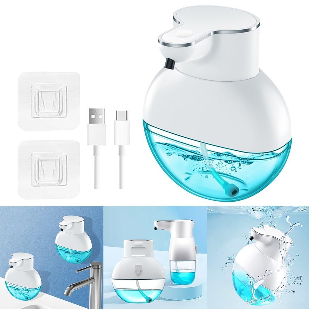 Dispenser automatico di sapone in schiuma a induzione a parete Touchless Smart Machine per bagno cucina ABS bianco 12x8x12cm