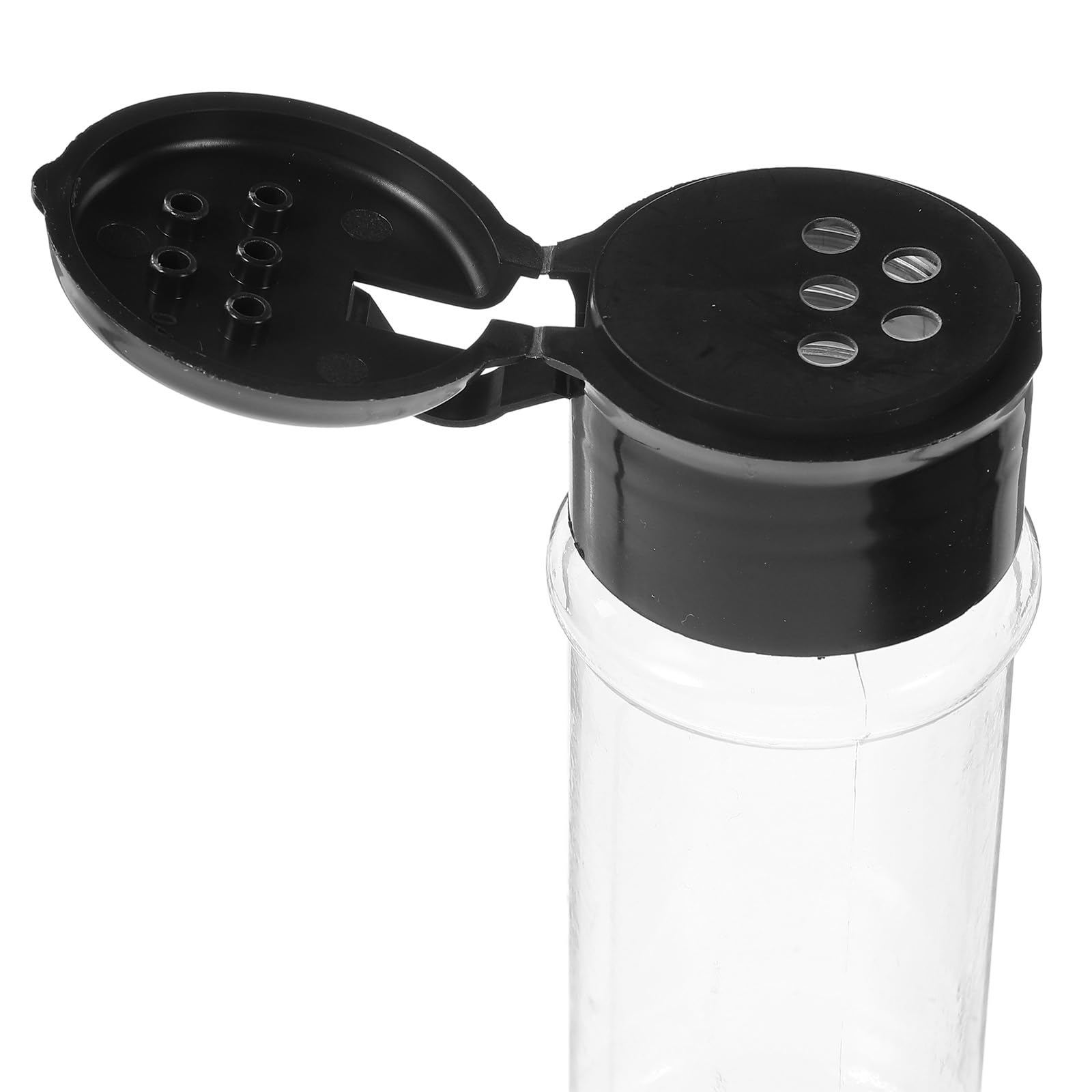 Cabilock 30 barattoli per spezie con coperchi neri, bottiglie vuote per condimenti da 100 ml, contenitori per condimenti in plastica per uso in cucina, per conservare spezie, condimenti e zucchero.