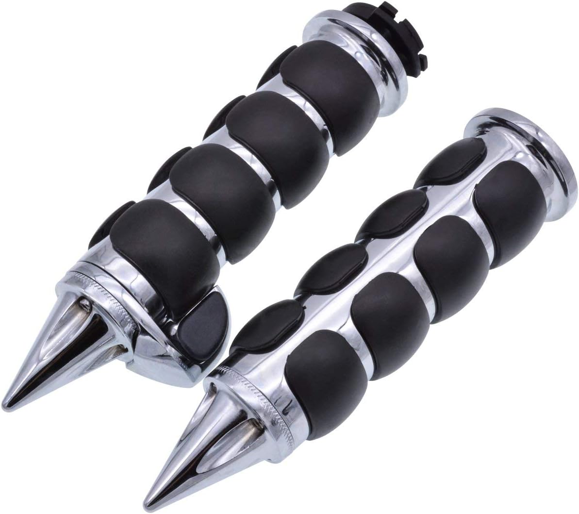 Pair Motorcycle 1 inch 25mm Chrome Black Sharp Handle Bar Hand Grips for Harley Shadow VT VTX1300 1800 Suzuki Kawasaki