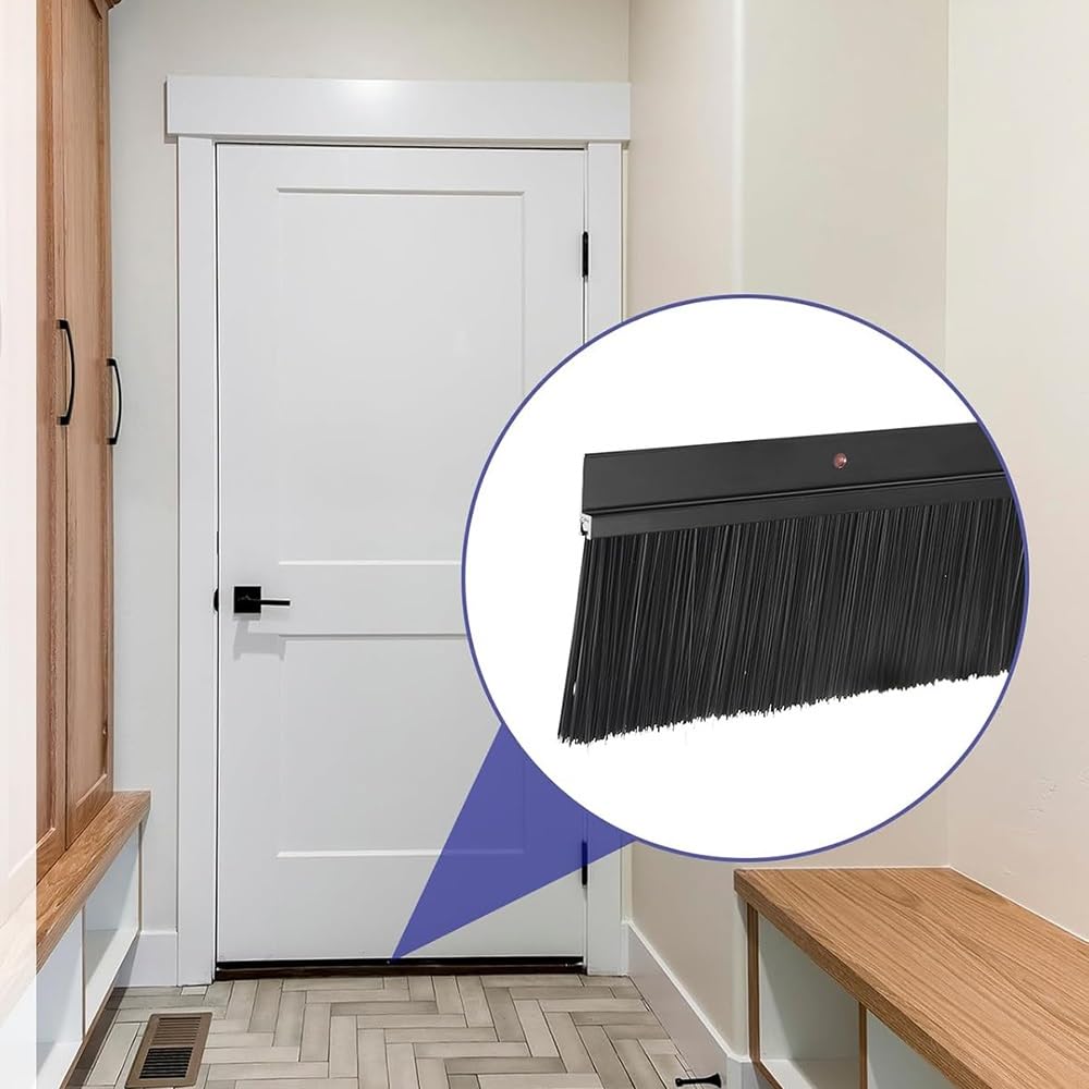 Paraspifferi in alluminio, 100 cm, per casa, garage e uso industriale, guarnizione a spazzola marrone (3,5 cm), efficace isolamento e risparmio energetico