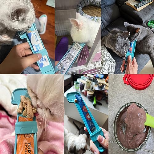 UtySty Pacote com 3 Guloseimas Cremosas para Gatos, Tubo de Purê, Espremedor, Suporte, Dispensador c