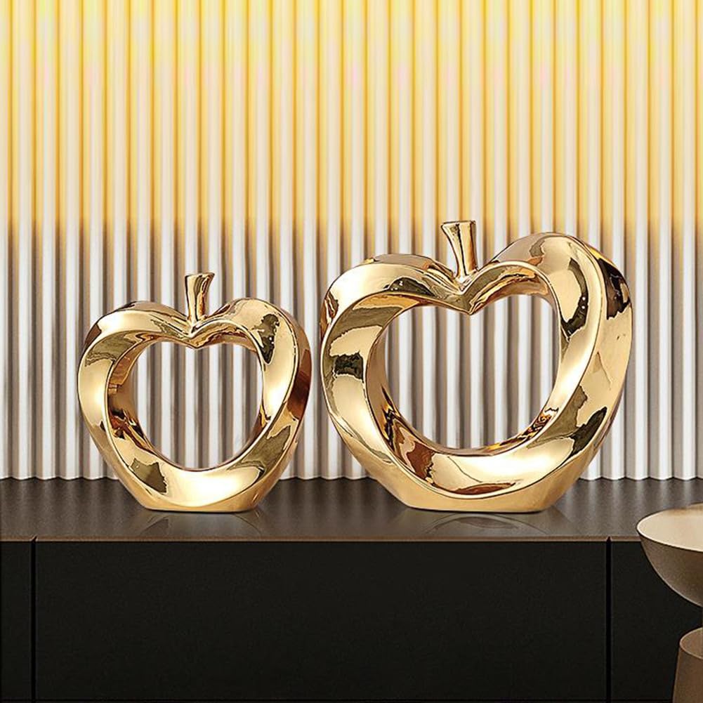Scultura Decorativa Astratta Moderna in Ceramica, Decorazione da Tavolo con Mela Dorata, Decorazione Artistica per Ufficio, casa, Camera da Letto, Soggiorno, Ufficio, Piccola in or
