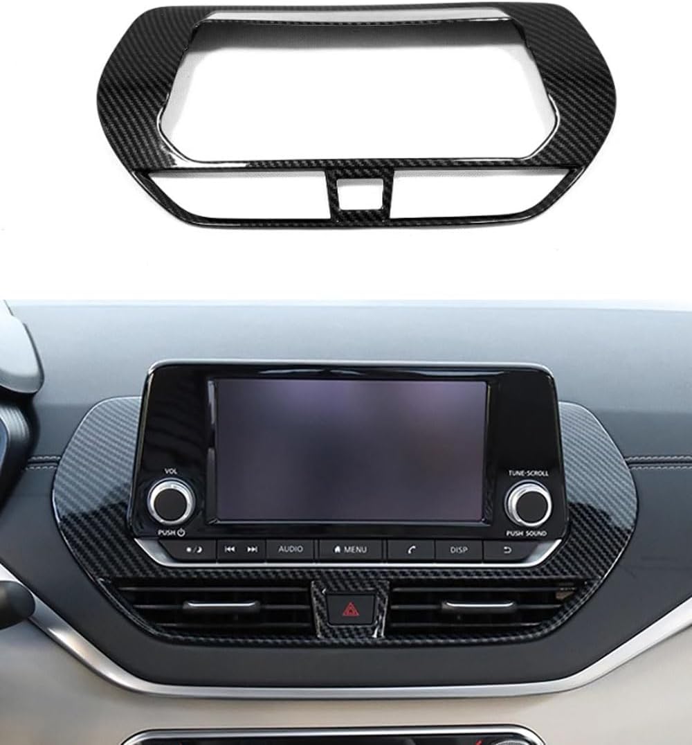 Car Accessories Fit for Nissan Altima 2019-2021 ABS Interior Dashboard Media Screen Cover Trim 1PC Set (Carbon Fiber)