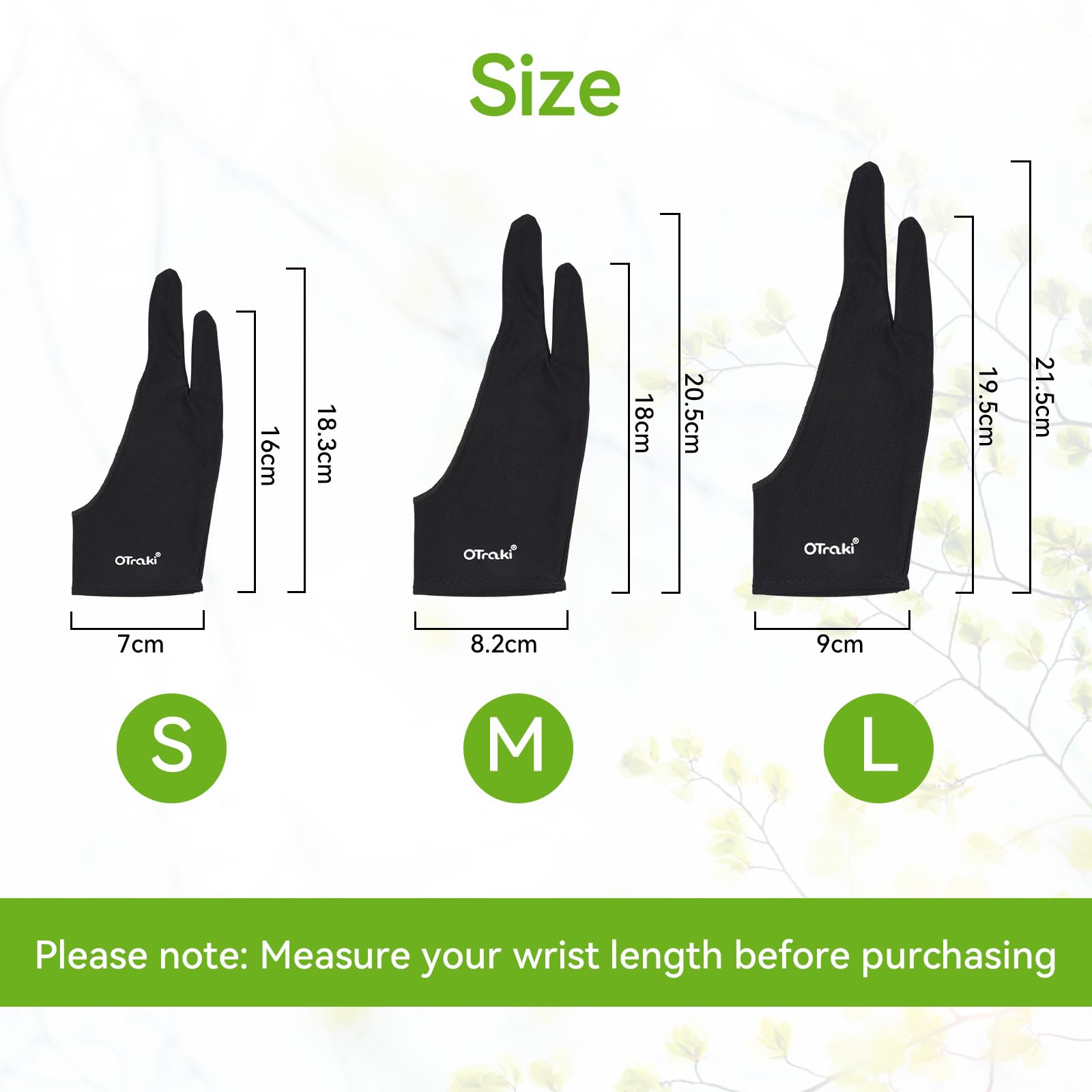 OTraki 4 PCS Guanto Tavoletta Grafica Nero 7.7X20.5cm Guanto per Disegnare Antivegetativa,Guanti Artista Due Dita Mano Destra e Mano Sinistra Accessori per Disegno Digitale Tablet da Disegno Grafico