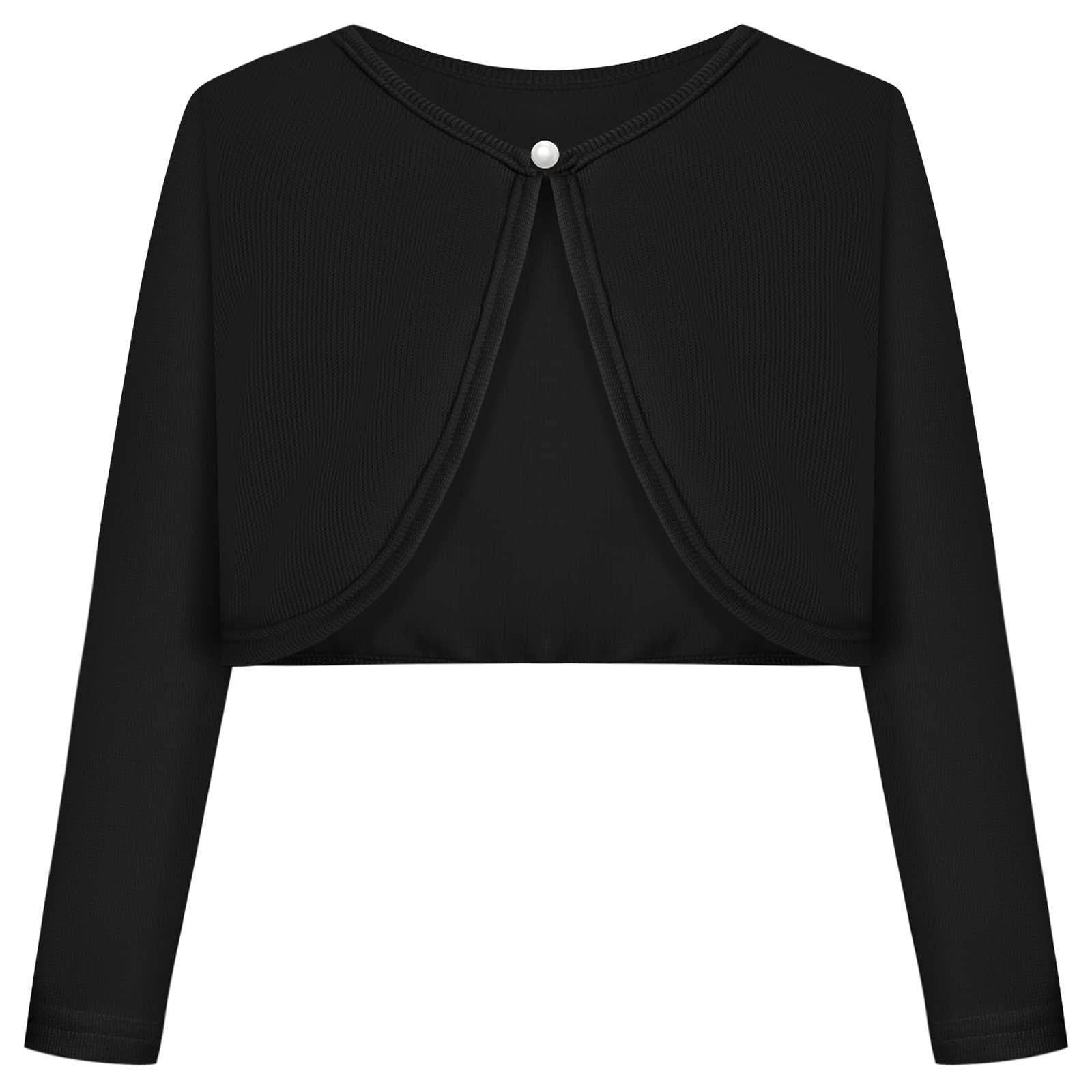 Bonny Billy Girls White Cardigan - Knit Kids Shrugs, Versatile Bolero Sweater, Easy Pair with Dresses & School Outfits 3-12Y