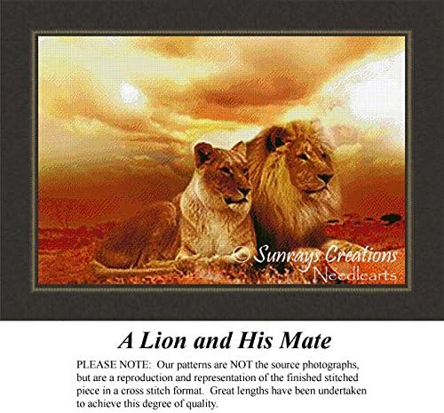 A Lion and His Mate, Animal Counted Cross Stitch Pattern (Pattern Only, You Provide The Floss and Fabric)