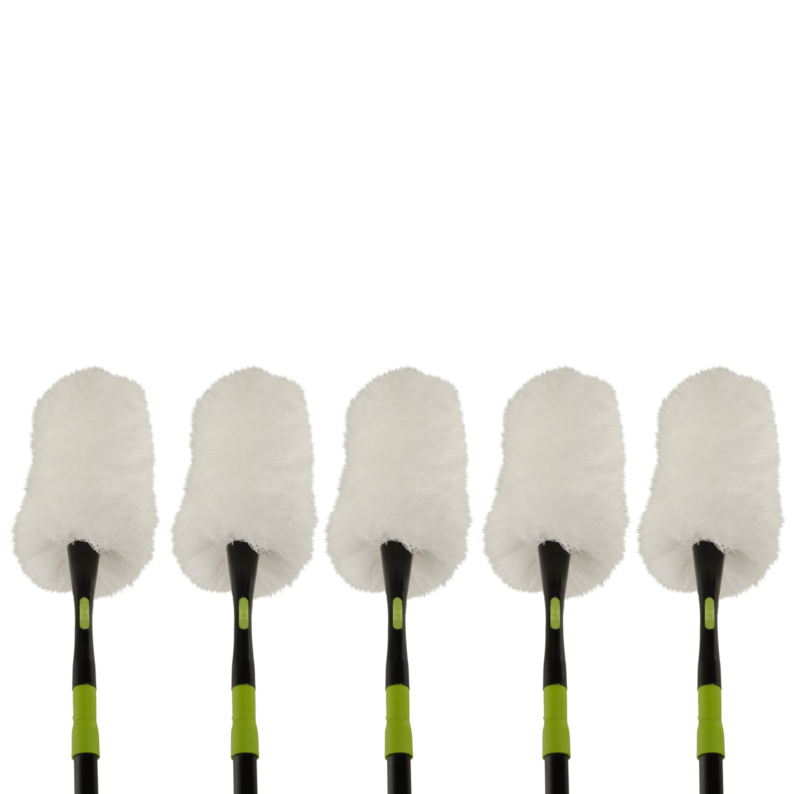 Plumero Telescópico de Microfibra, 1,32-1,95 m, Blanco | Cabezal intercambiable con un clic para superficies delicadas, mango extensible ideal para limpiar zonas altas del hogar