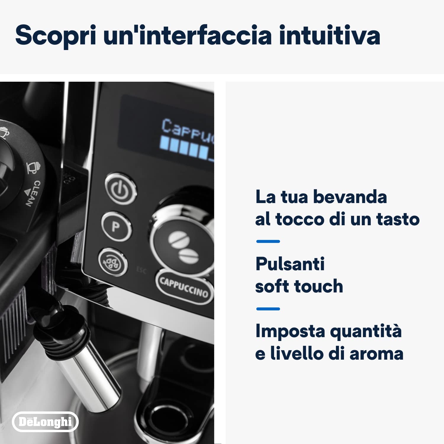 De'Longhi Perfetto Magnifica S Cappuccino ECAM23.460.B Macchina da Caffè Automatica per Espresso e Cappuccino, Caffè in Grani o in Polvere, LatteCrema System, Spegnimento Programmabile, Nero