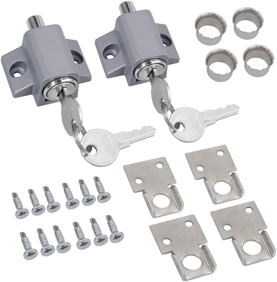 2 Pcs Silver Sliding Patio Door Catches Set Window Bolt Security Lock Child Safe Security Window Door Sash Lock