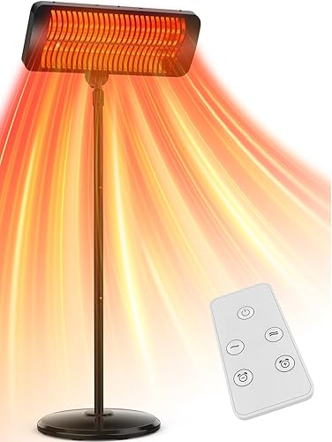 Calentadores de exterior para patio, temporizador de 12 horas y 3 niveles de calor, calentador eléctrico impermeable IP54, cubiertas de calefacción