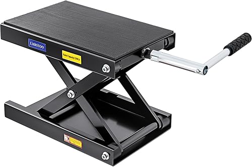 Gato de motocicleta de 1200 libras, soporte de elevación de motocicleta para motocross, ATV, gato de tijera con manivela y barra disyuntora (rojo)