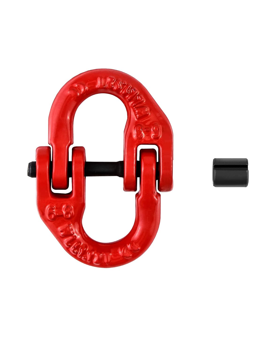 QWORK G80 Alloy Steel Hammerlock Coupling Link Connecting Link, 1/4", Red Painted, 2645 lbs Working Load Limit, 2 Pack