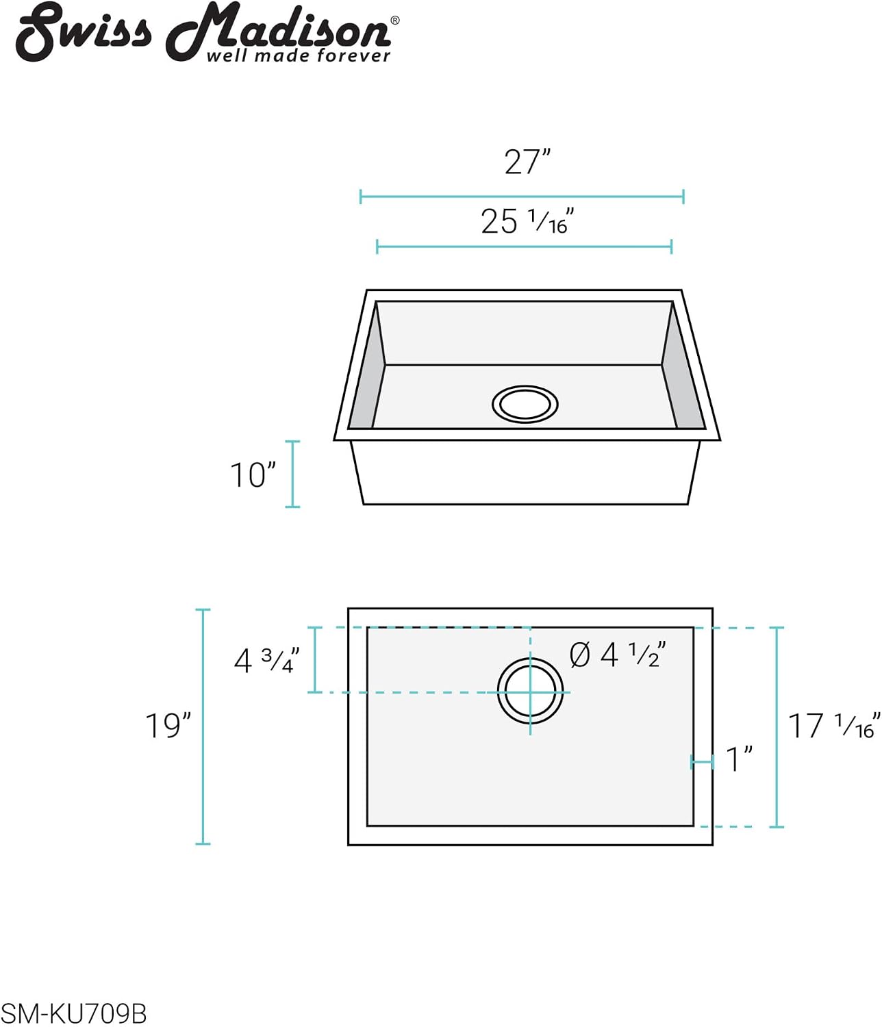 Tourner 27 x 19 Stainless Steel, Single Basin, Undermount Kitchen Sink in Gold