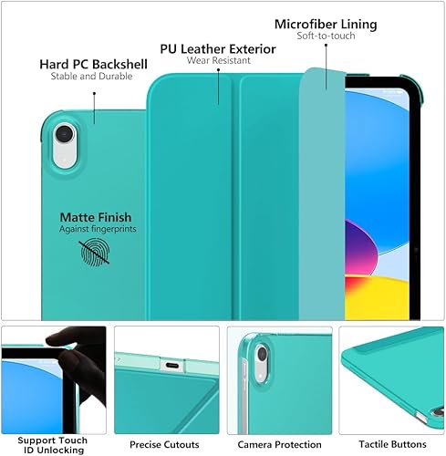 Vista 203 de MoKo Funda para iPad (A16) de 11ª generación de 11 pulgadas 2025, funda para iPad de 10.9 pulgadas 2022, carcasa trasera translúcida de Plateado