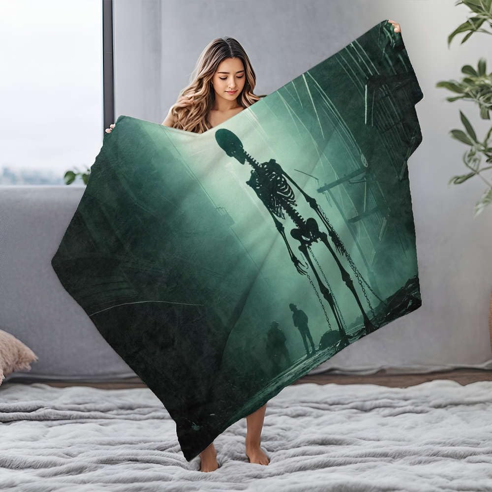 Couverture squelette géant pour éliminer la fraîcheur nocturne, grand plaid doux deux personnes
