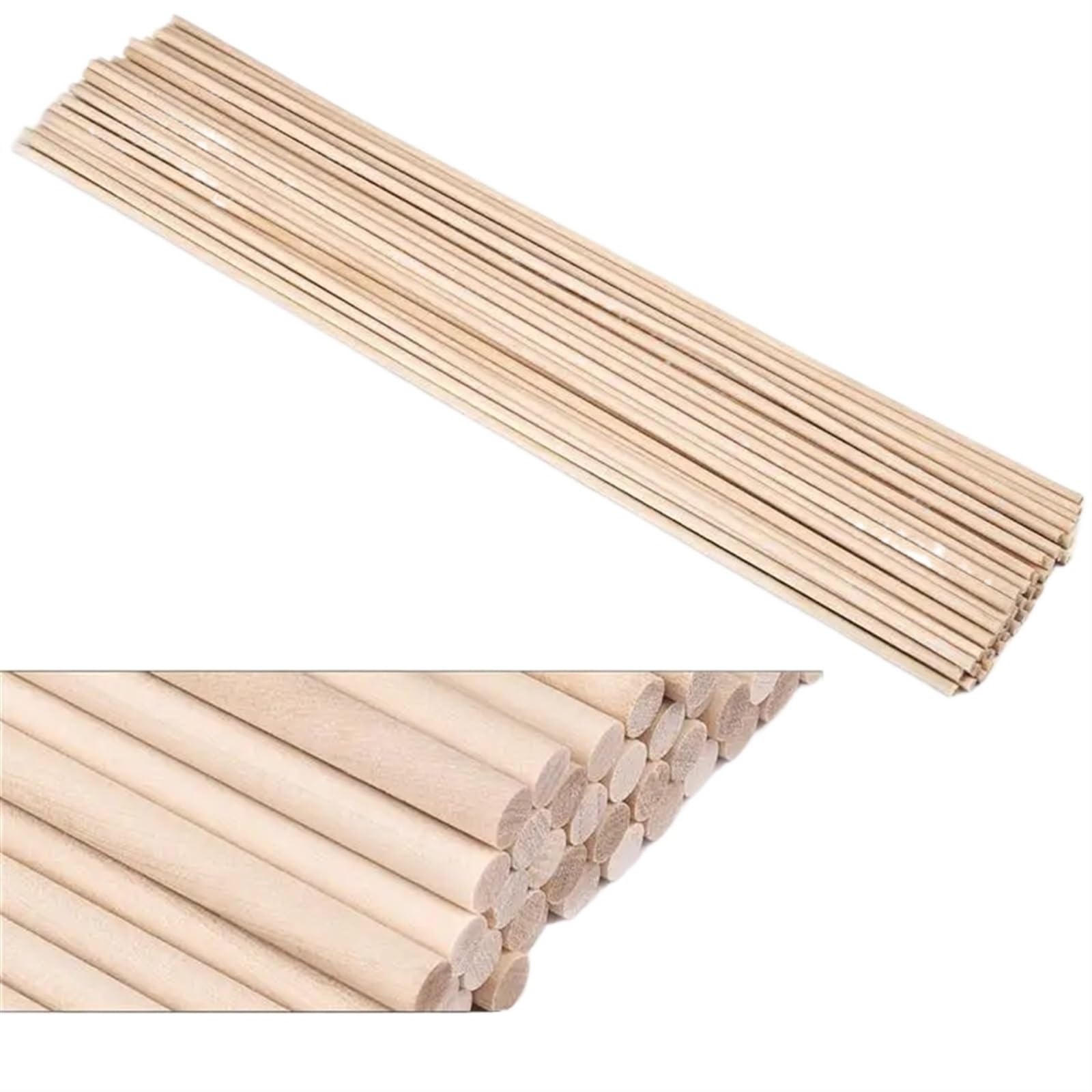 Weqyfdc One Color Craft Wooden Sticks Round Wooden Stick For Crafts Food Ice Lollies And Model Making Cake Dowel Diy Dowel Building Model Woodworking Tool(3X100mm 50 Pcs)
