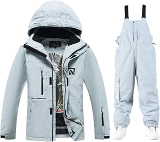 YEEFINE Women's 2-Piece Waterproof Ski Suit: Windproof Jacket & Pants Set for Warm Dry Winter Snow Sports